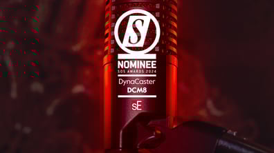 DynaCaster top down shot miking a vox amp for the SOS Awards