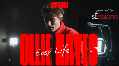Ollie Hayes in a red jacket with large red text that reads - Ollie Hayes Easy Life LDN Features Powered By sEssions