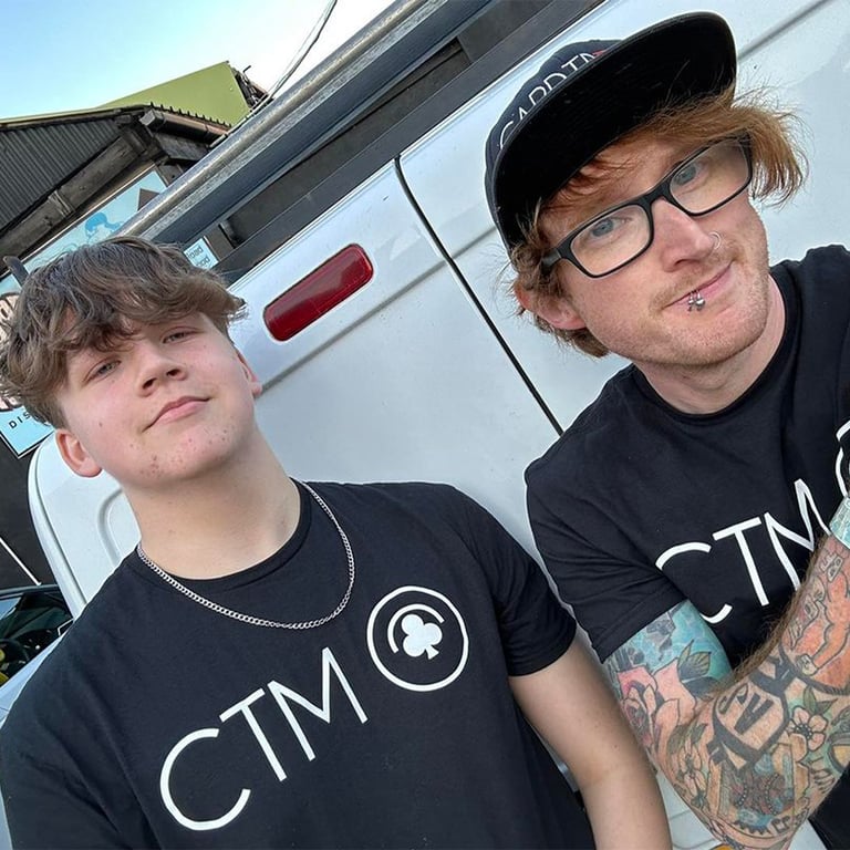 Two sound engineers with CTM shirts